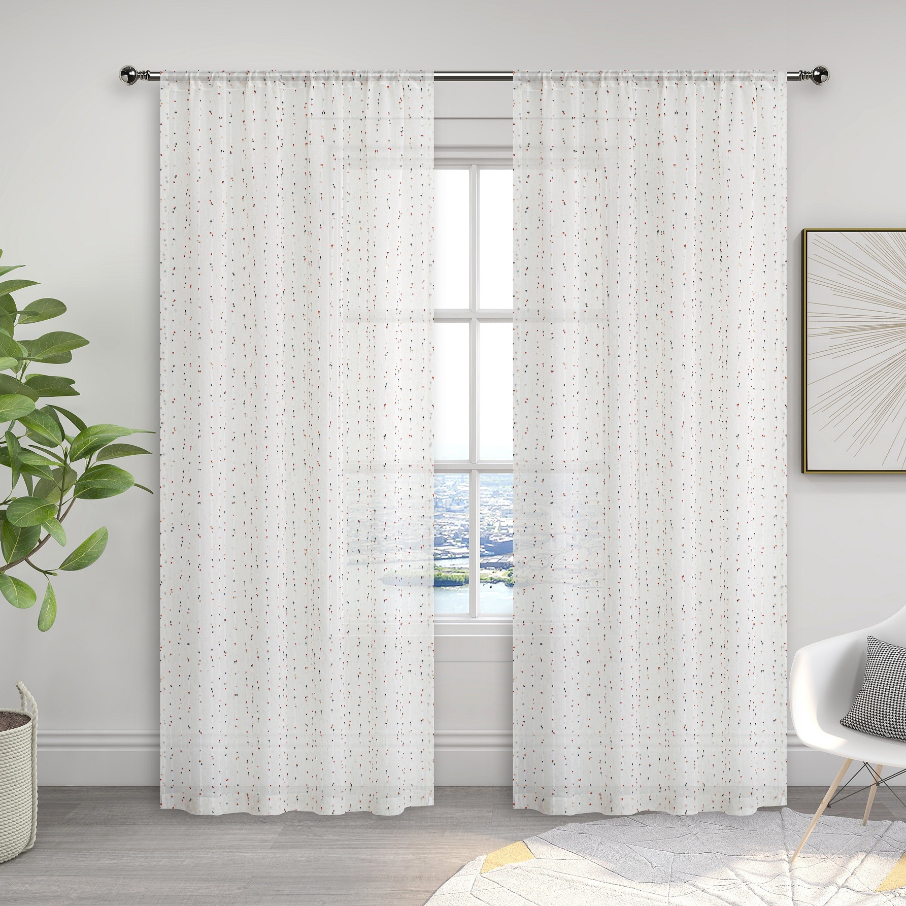Foreign Trade Amazon Cross-Border Exclusive Xiyin Cotton and Linen Sugar Bean Window Screen Factory Light-Transmitting and Opaque Semi-Blackout Curtains