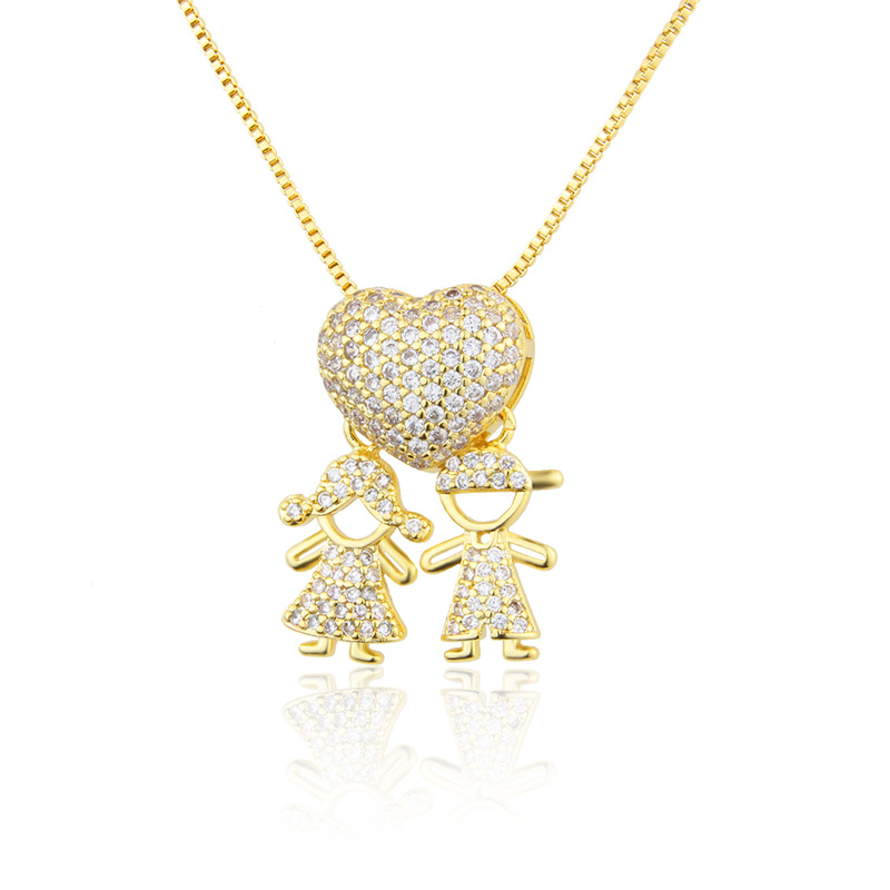 INS europeo y americano transfronterizo de zirconio-incrustaciones Encantadores Niños y Niñas collar nuevo cobre galvanoplastia colgante de moda collar de acero de titanio