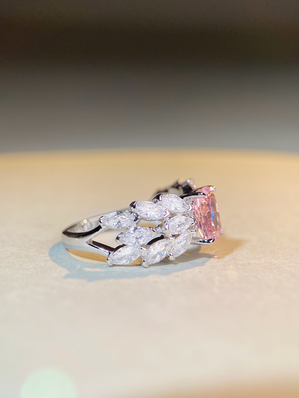 Fashion Rhombus Sterling Silver Plating Zircon Rings 1 Piece