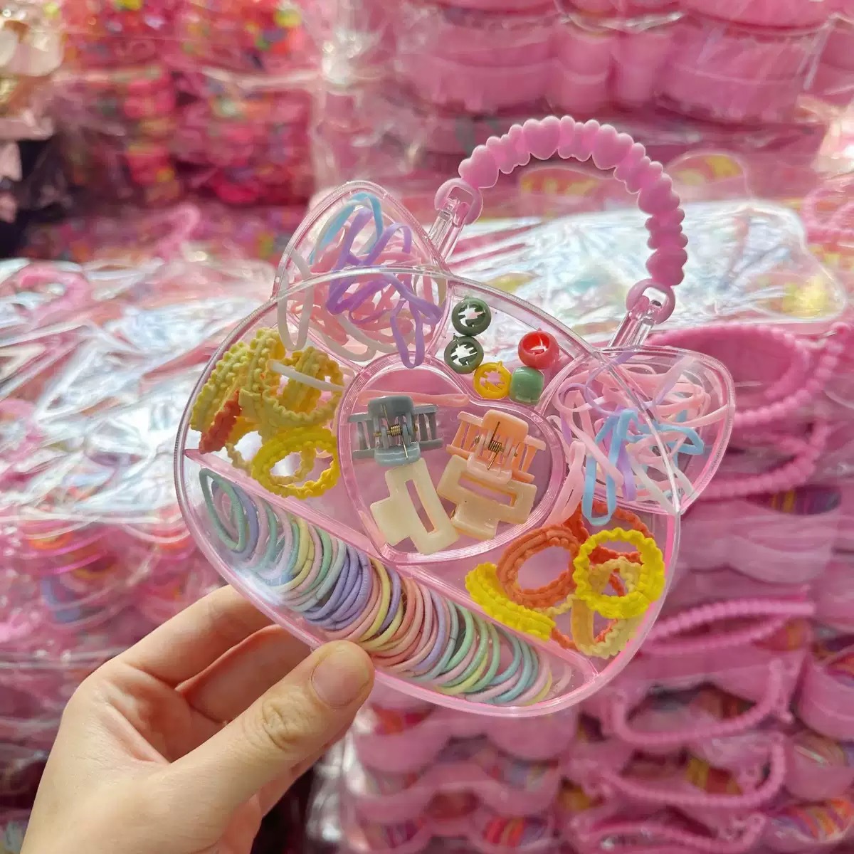 Mini cabeza de princesa en caja, clip de agarre pequeño, clip de flequillo, horquilla rota en la frente, banda elástica para niños, no daña el cabello, anillo del pulgar al por mayor image 74