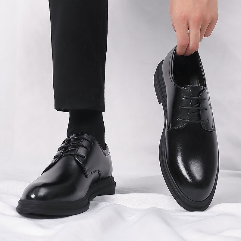 温州皮鞋定做男士增高鞋定制6CM内增高商务正装皮鞋男系带休闲鞋