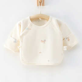 泡泡雨婴儿纯棉半背衣满花新生儿单件上衣52-59码