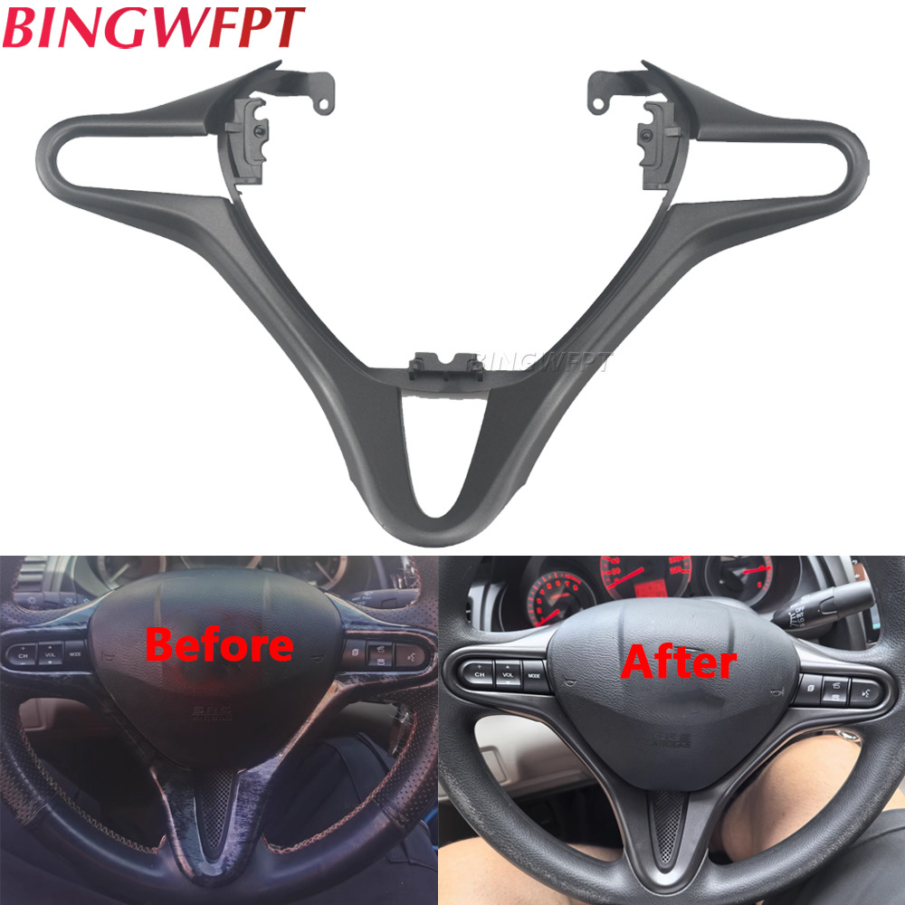Suitable for 09-14 second-generation Fit Fengfan steering wheel decorative frame bright strip panel silver accessories modification