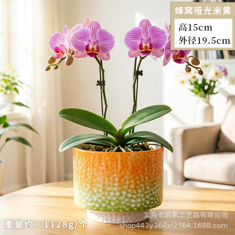 Cerámica orquídea mariposa maceta especial ins crema viento alto sentido decoración del hogar verde cerámica maceta grande image 29