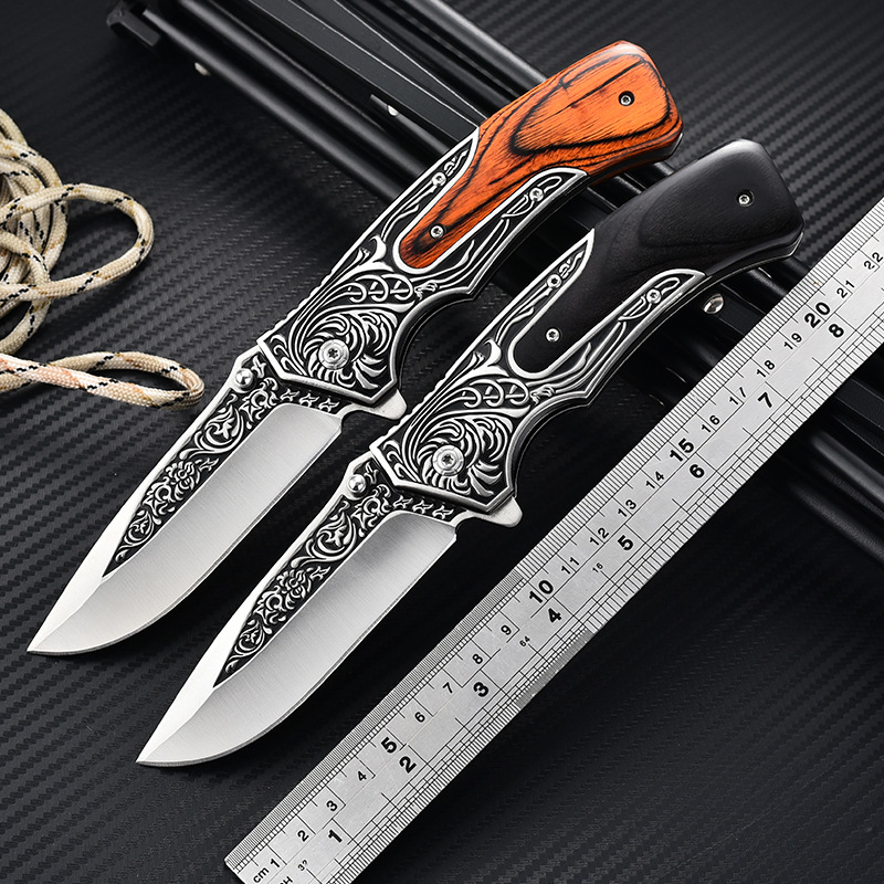 户外战术野外荒野求生猎刀多功能折刀户外刀具扎花折叠刀随身小刀