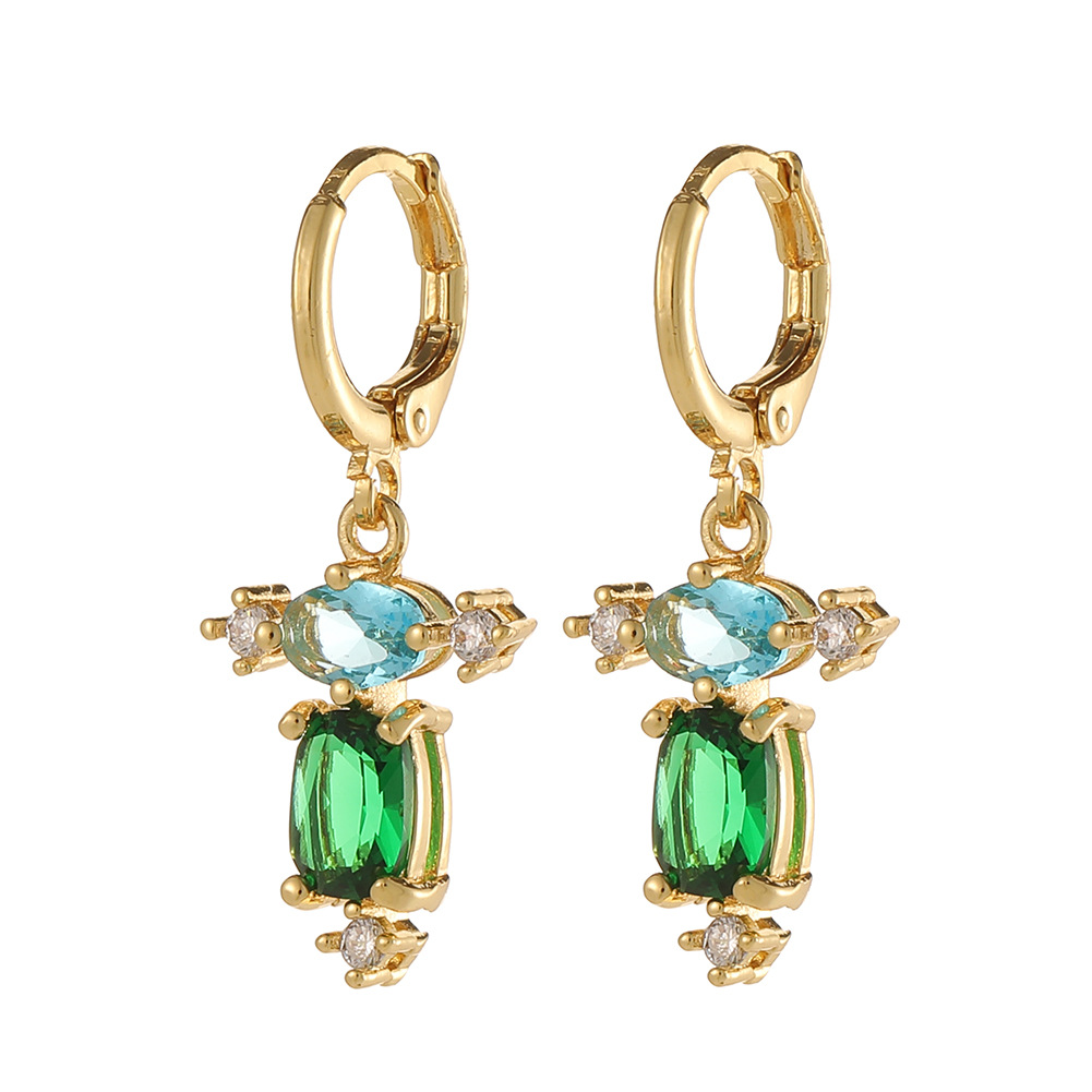 4g Weight Zircon Inlay Material Drop Earrings Classification Daily Occasion Copper Material Devil'S Eye, Moon, Fish Bone Pattern Women'S Gender Inlay Design Fashion Style Fashion Devil's Eye Moon Fish Bone Copper Drop Earrings Inlay Zircon Copper Earrings 5