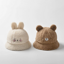 moinmlon韩版冬季新款儿童保暖盆帽宝宝加绒造型帽羊羔绒婴儿帽子
