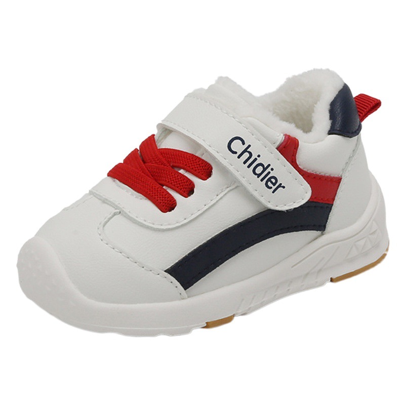 Invierno nuevos hombres y mujeres de fondo suave zapatos de niño bebé zapatos blancos forrados de lana zapatos de tablero caliente dos algodón entrega de una sola pieza