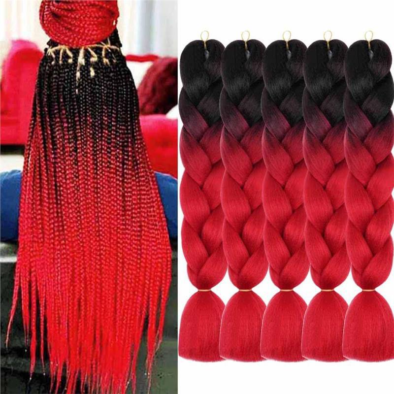 Gran trenza color peluca africana jumbo braid hair gradiente de fibra química trenza de seda de alta temperatura sucia