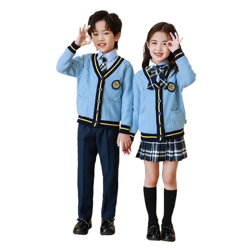 Jardín de infantes ropa de primavera y otoño ropa de estilo británico niños traje nuevo estudiante de la escuela primaria ropa de clase de estilo universitario uniforme escolar de tres piezas