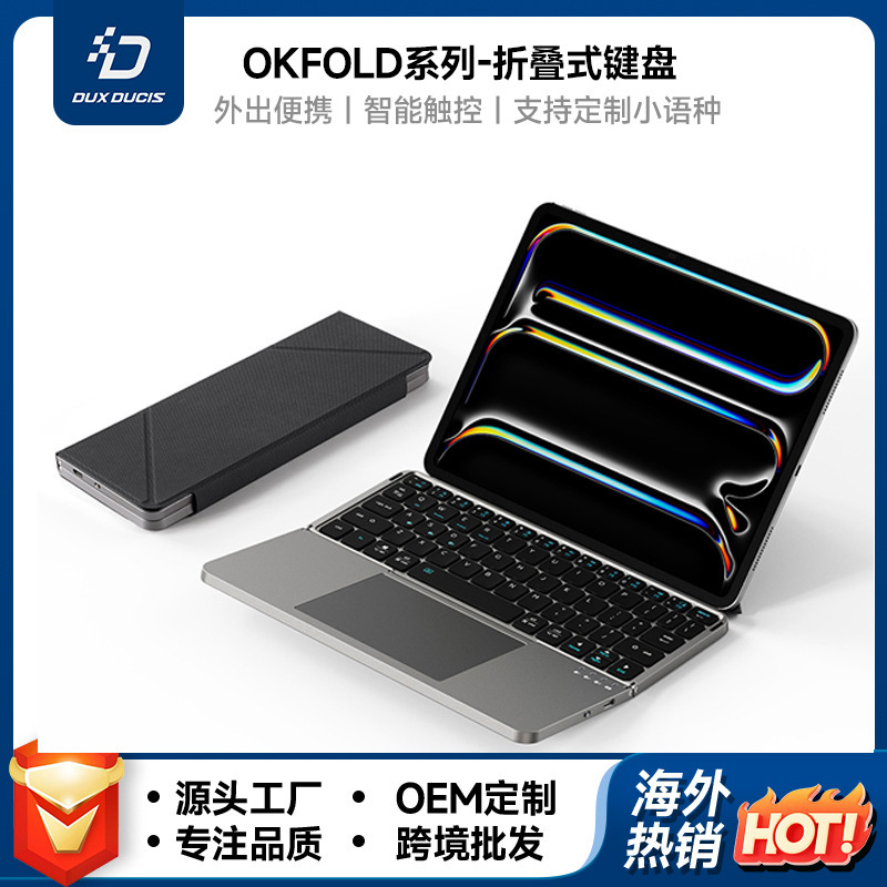 Cross-Border Wholesale Leather Case Stand Two-In-One 90% off Foldable Bluetooth Keyboard iPad Android Tablet External Keyboard with Touchpad Cross-Border Wholesale Leather Case Stand Two-In-One 90% off Foldable Bluetooth Keyboard iPad Android Tablet External Keyboard with Touchpad