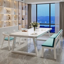 客厅实木大书桌餐桌一体钢琴烤漆白色中岛展示桌家用办公桌写字桌