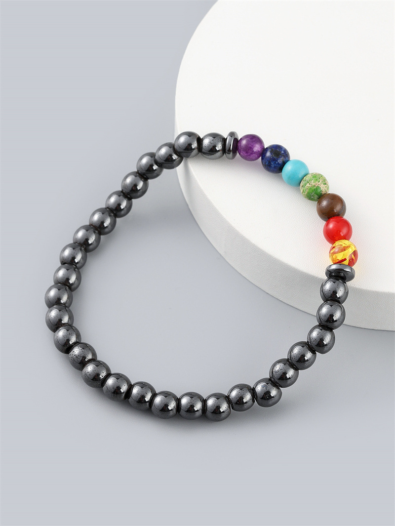 Moda europea y americana negro Ball piedra 7-color pulsera hombres Comercio exterior estación independiente mano joyería