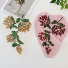 A287高级感轻奢DIY辅料配件时尚精树叶花朵缝花水晶珠绣贴片