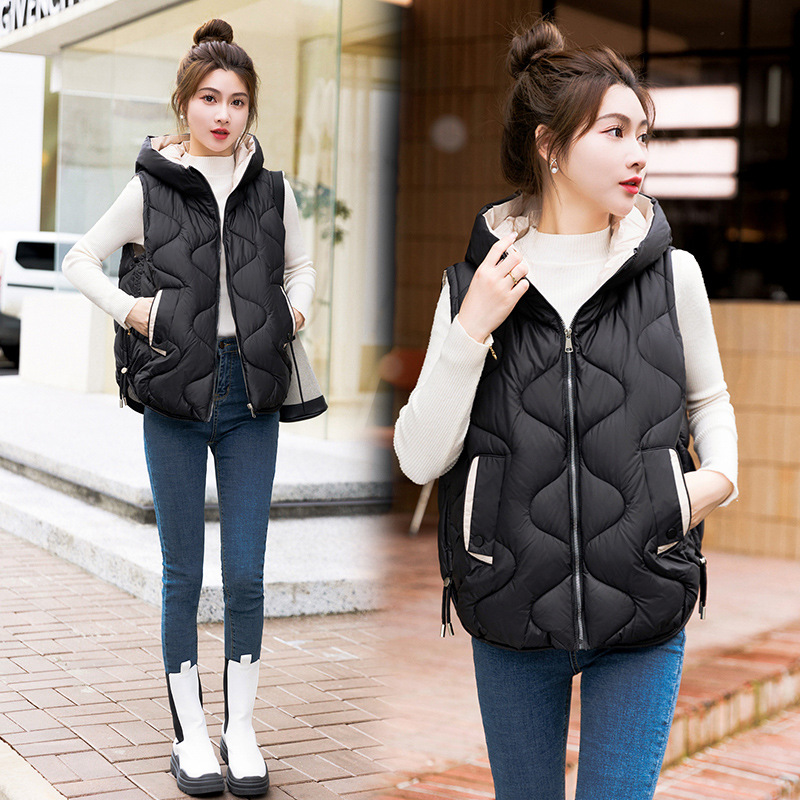 2025 chaleco de algodón brillante para mujeres corto invierno de otoño chaleco de algodón collar de collar de algodón hombro de los estudiantes de algodón abrazadera chaqueta de moda image 6