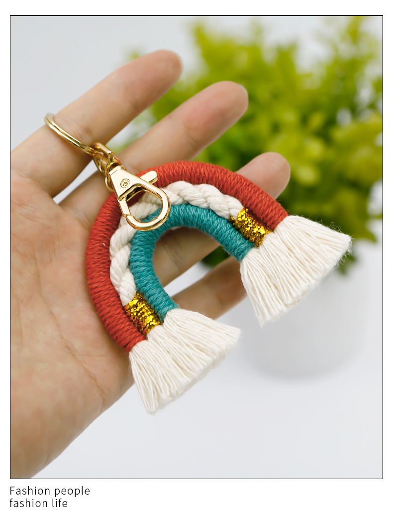 1 Piece Retro Rainbow Cotton Rope Handmade Pendant display picture 4