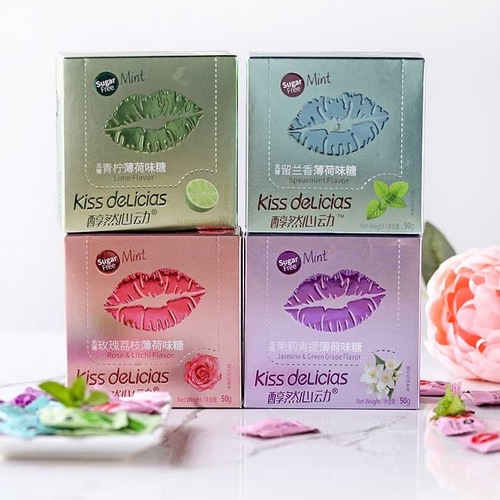 Haiyi Peppermint Candy Kiss Pure Heart Coffee Candy Sugar-Free Peppermint Candy Wholesale White Peach Pressed Candy Herbal