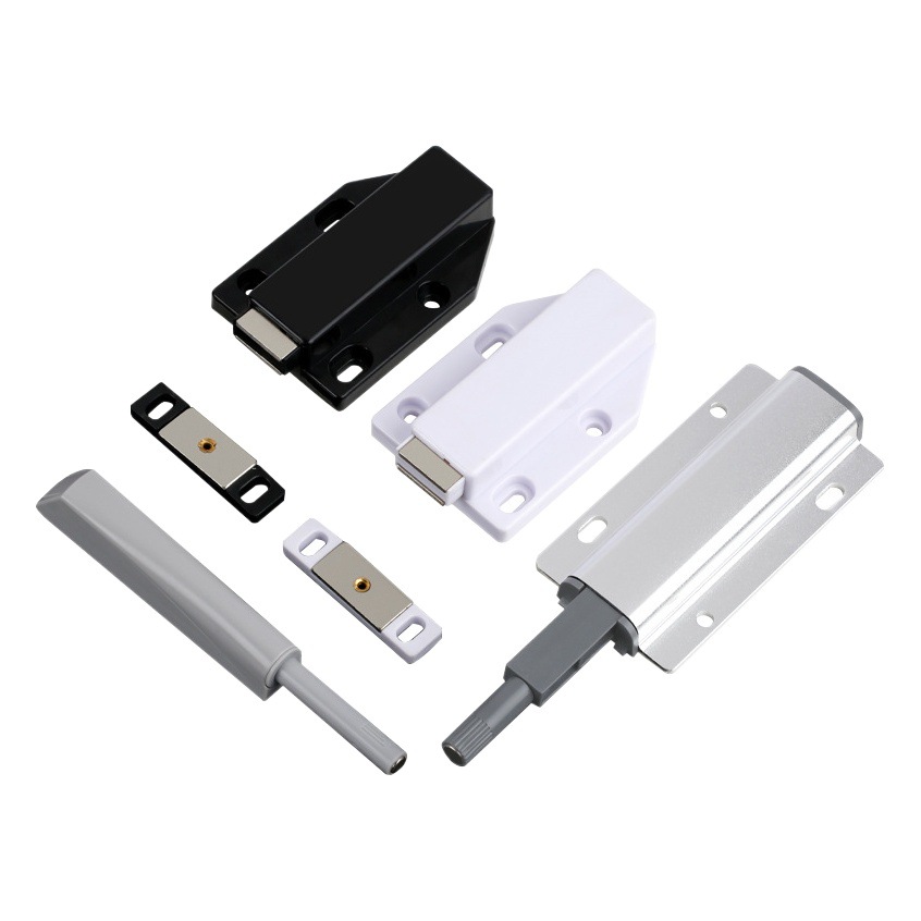 Dispositivo de rebote de puerta de gabinete de aleación de aluminio directo de fábrica en stock al por mayor gabinete armario puerta manija-prensa libre auto-bala dispositivo