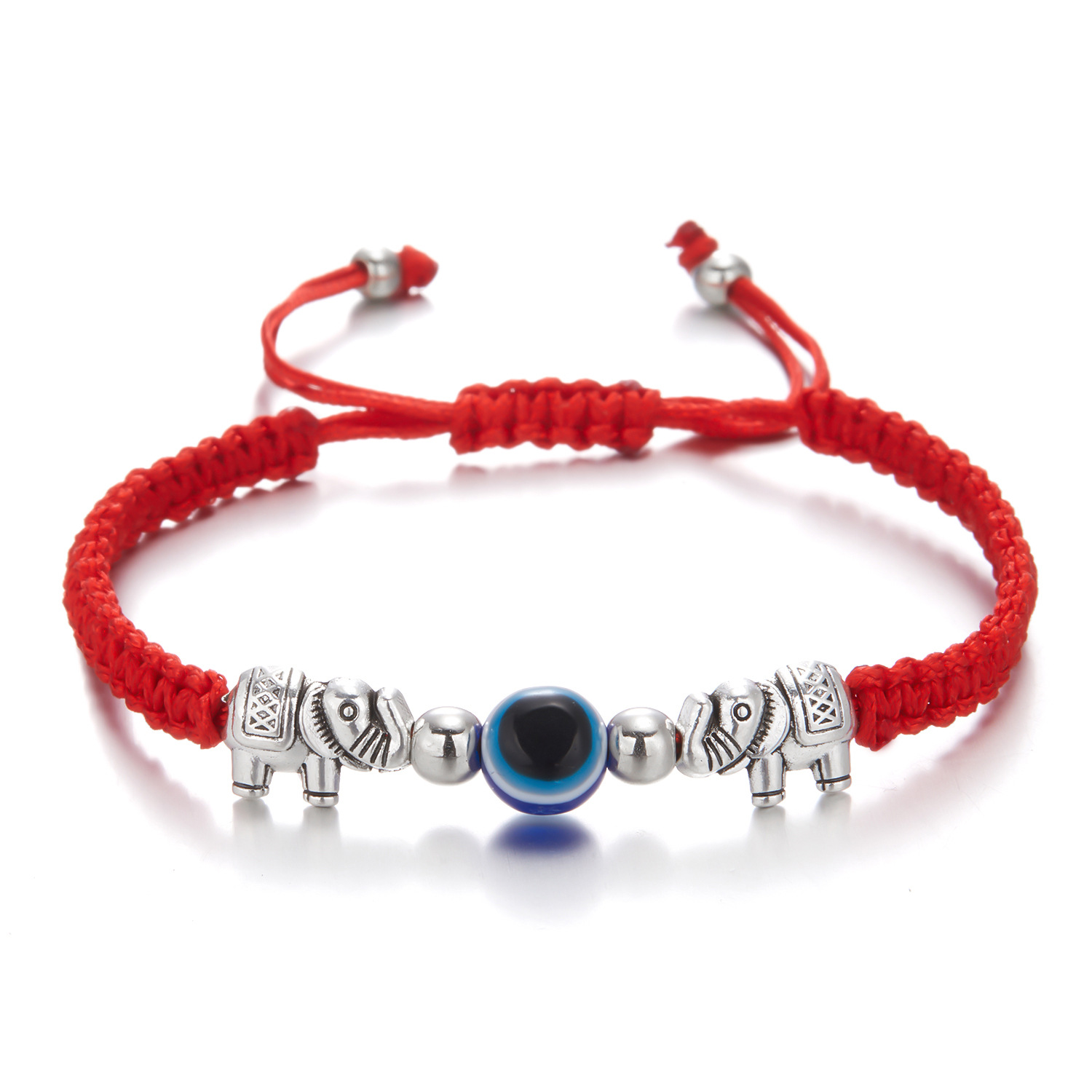 Flätat justerbart armband med blått skyddande öga_voghion.com