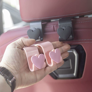 2 heart-shaped car rear seat hooks, creative interior accessories for women, car hooks, invisible seat back storage hooks for vehicles
