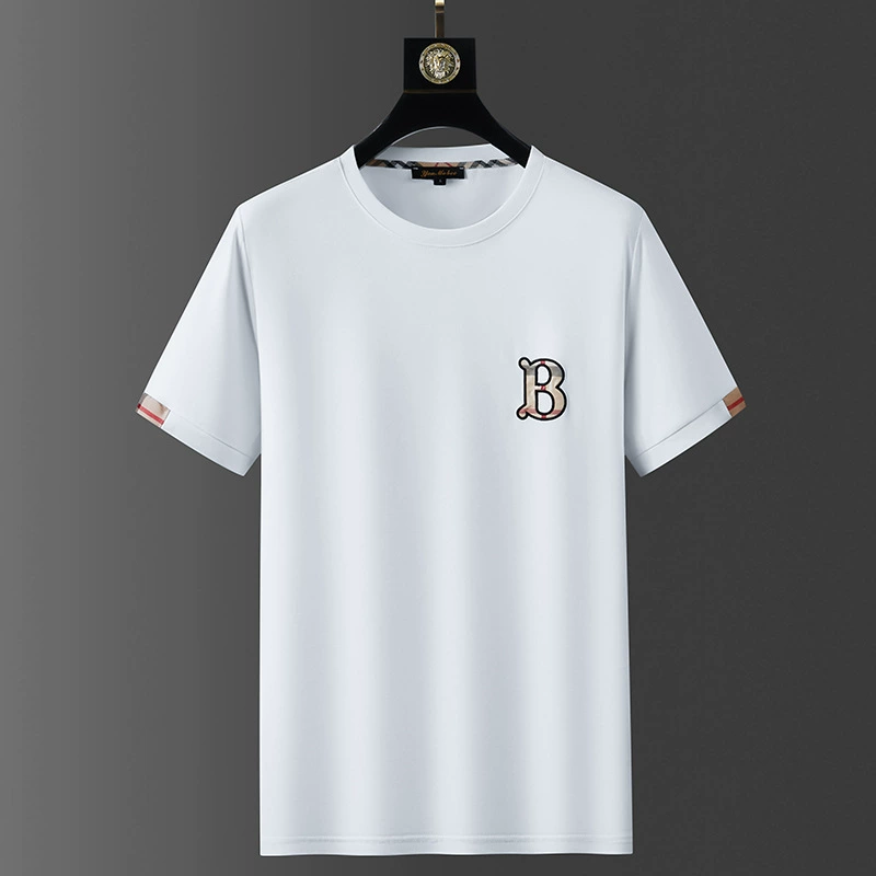 Лето 2024, европейская станция, модная брендовая персонализированная футболка с буквенным принтом и вышивкой B, мужская модная тонкая универсальная красивая футболка
