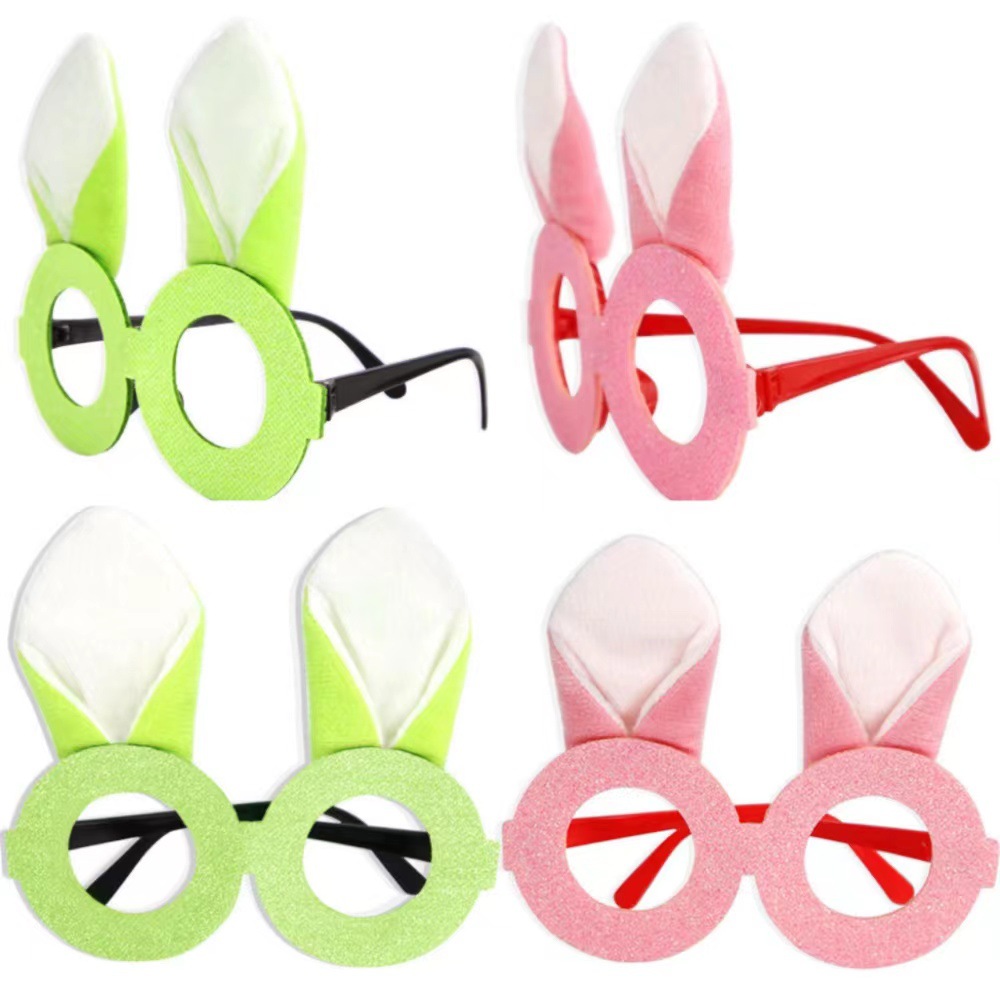 跨境新款兔子眼镜派对装饰镜幼儿园节日创意镜框兔耳朵造型眼镜框