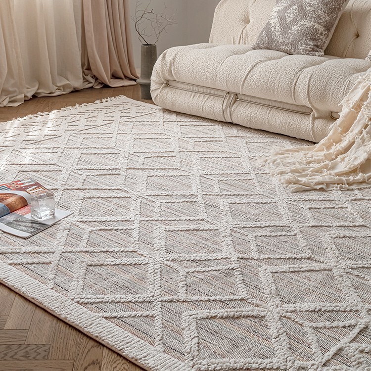 Moroccan Scandinavian Room Living Room Carpet Ins Bedroom Bedside Cotton and Linen Woven Floor Mat Tassel Decorative Carpet Outside