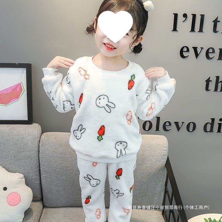 Flannel demi-season children's fleece split coral velvet pijama