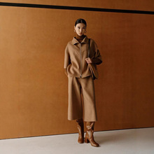 【轻软蚕丝羊毛】高级拉链双面毛呢上衣外套+七分筒裤靴裤女秋冬