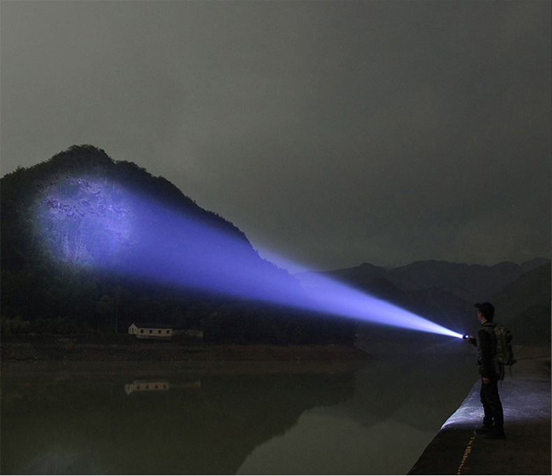 Cross-Border High-Brightness Aluminum Alloy Flashlight with Built-In Battery, Rechargeable, Portable for Home Use, Outdoor Led Lighting Flashlight