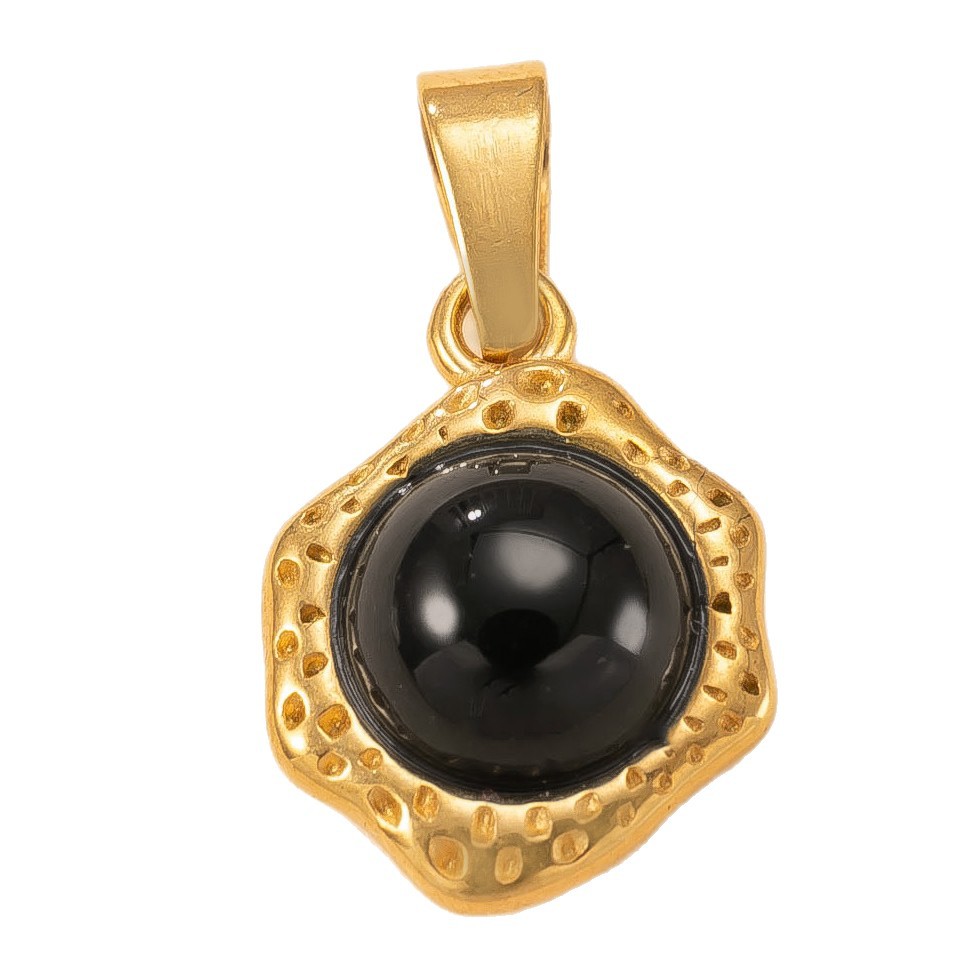 Colgante único Joyas transfronterizas de acero inoxidable Collar de piedra natural con incrustaciones irregulares en relieve Accesorios de bricolaje chapados en oro de lujo ligero de 18k