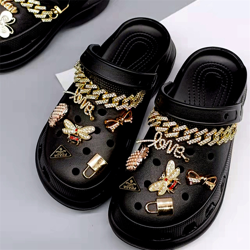 New Coros Shoes Diy Decorative Flower Butterfly Bee Chain Set Removable Shoe Buckle Accessories display picture 4