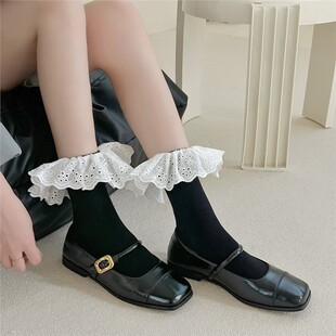 2025 Lace Socks for Women in Autum Jk Lolita Calf Socks for Girls Lace Stockings Bow Jewelry Mid-Calf Socks