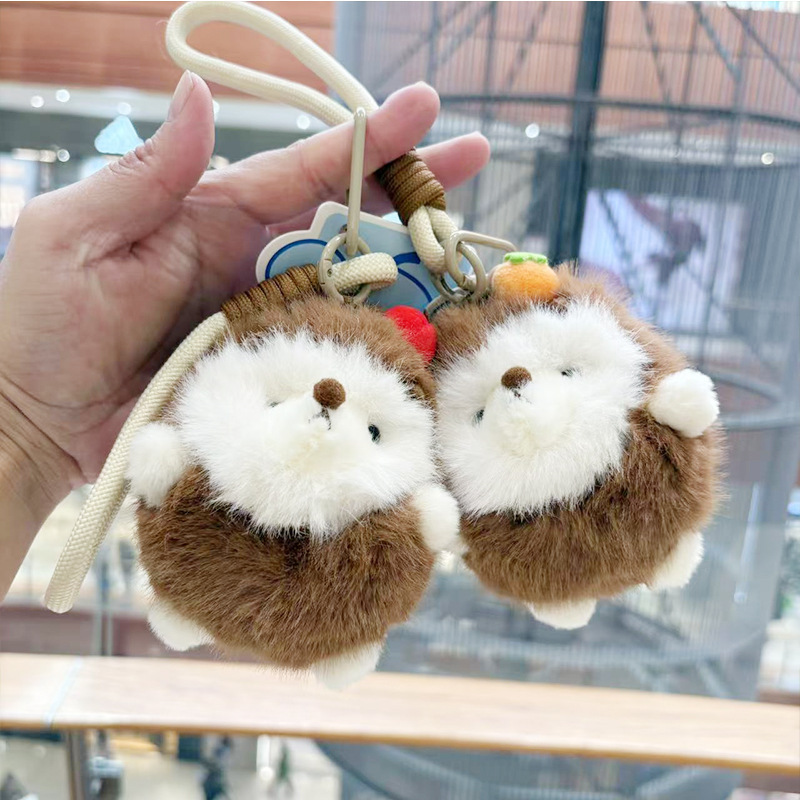 New Plush Hedgehog Doll Car Keychain Pendant High-end Plush Ball Bag Bag Hanging Small Gifts