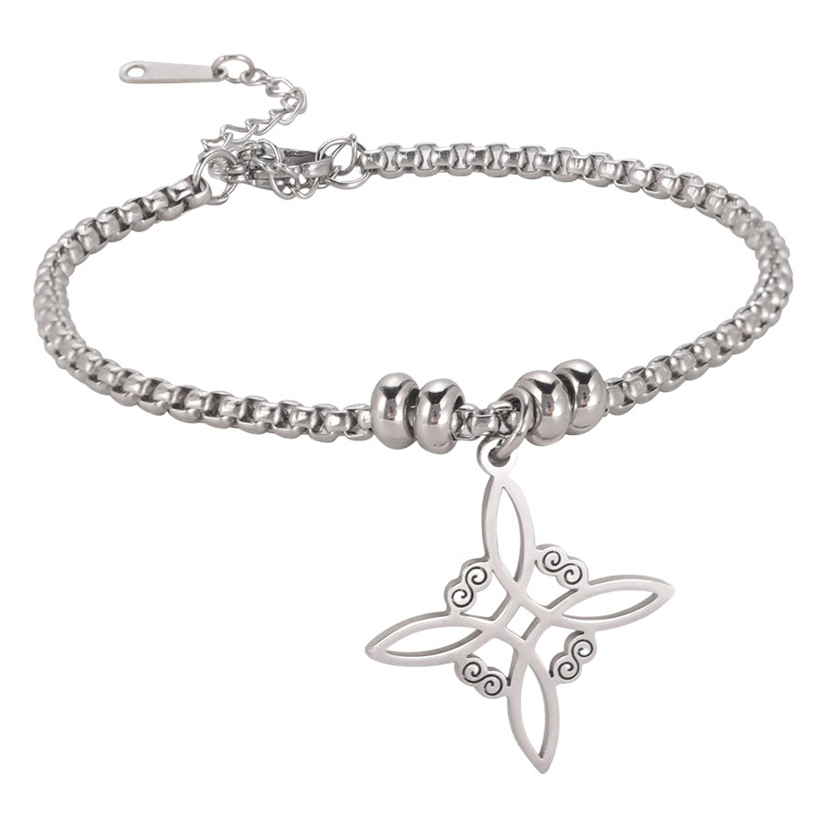 Venta directa de fábrica de comercio exterior Venta caliente cuadrado continuo rizado patrón doble agujero colgante 304 material pulsera de acero inoxidable