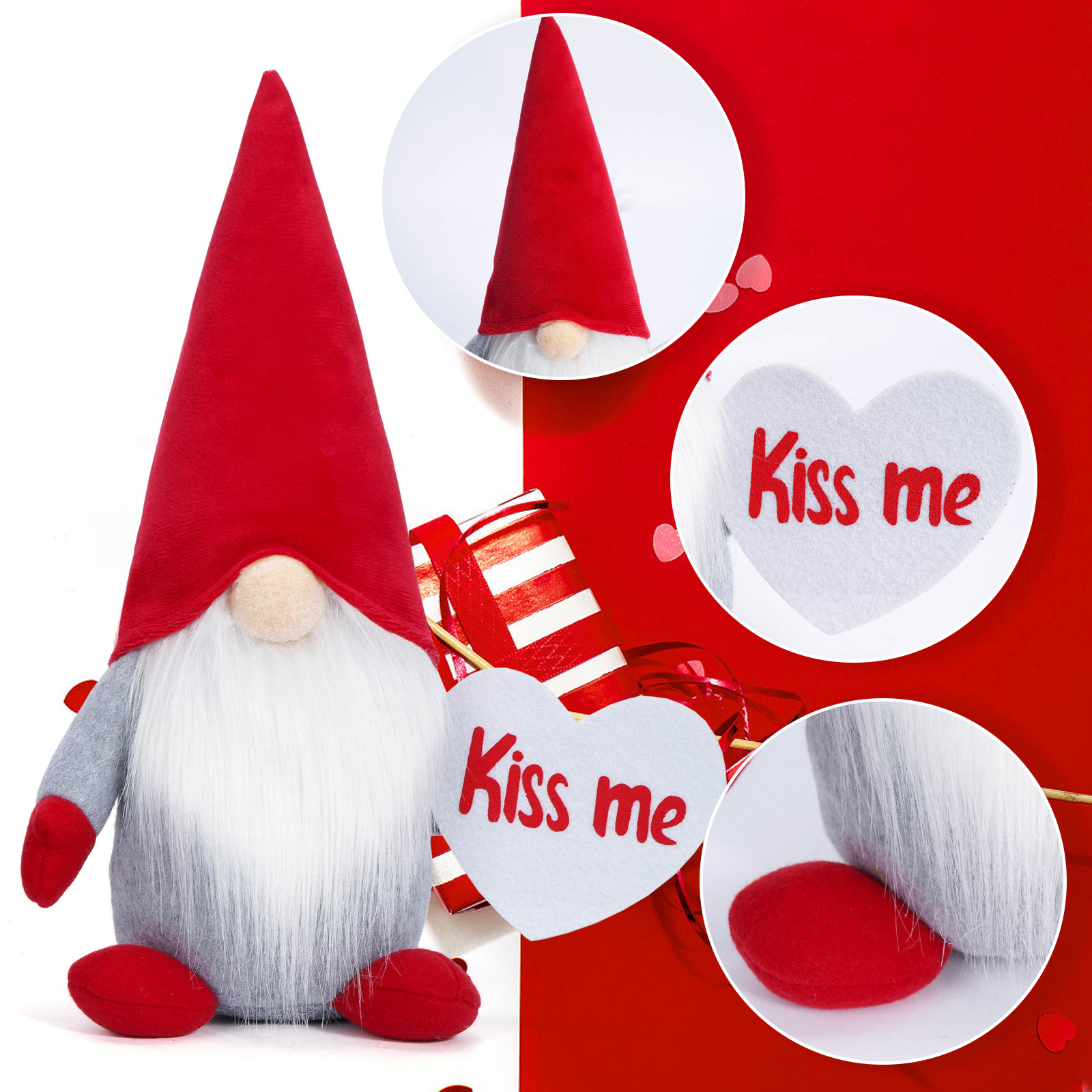 Nuevos productos transfronterizos Día de San Valentín muñeca sin cara rayas rojas amor creativo Rudolph decoración de la atmósfera de vacaciones decoraciones