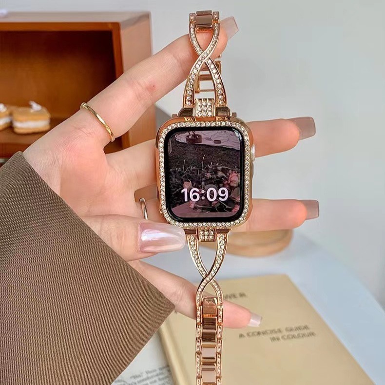 Apple Watch S10 ラージフォークダイヤモンドメタルストラップ AppIewatchS9/8/7/6 ストラップユニバーサルに適しています。|undefined