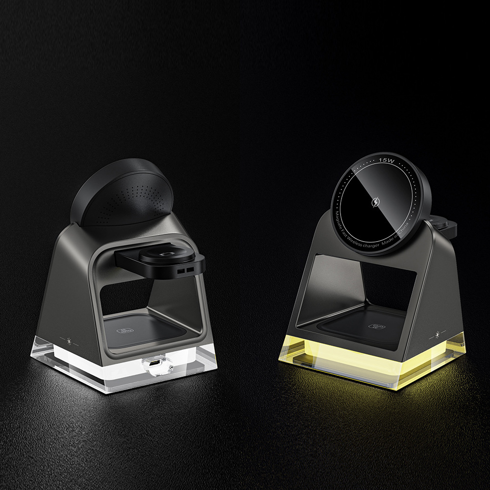 Cargador inalámbrico magnético tres-en-uno de la nueva lámpara cristalina del tacto W83 para el cargador inalámbrico del soporte de escritorio de Apple