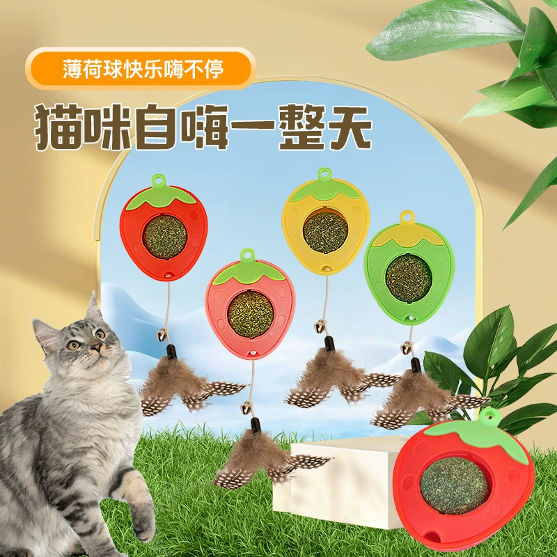 Рельефный шарик из кошачьей мяты с изображением кошачьей мяты, подвесная закуска из кошачьей мяты, подвесная игрушка с перьями для кошек, оптовая продажа