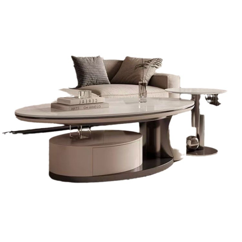 Moderno minimalista italiano de lujo mesa de té de tabla de roca sala de estar casa combinación de tamaño oval diseño creativo