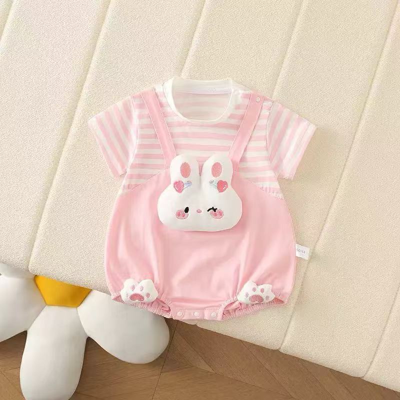 Newborn baby clothes summer thin jumpsuit baby cotton short-sleeved summer 01-3 month full month 100 days summer clothes