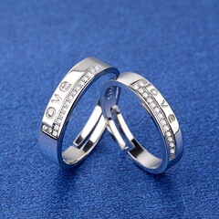 跨境直供鍍銀飾品開口戒情侶戒指ins女組合活口對戒網紅直播貨源