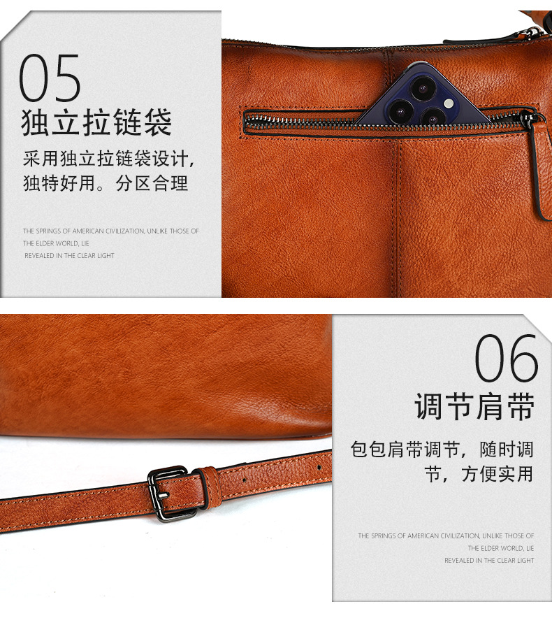 Túi đeo chéo nữ da bò mềm phong cách retro — Cà phê cổ điển, Màu xanh lá cổ điển, Màu nâu cổ điển chi tiết 22