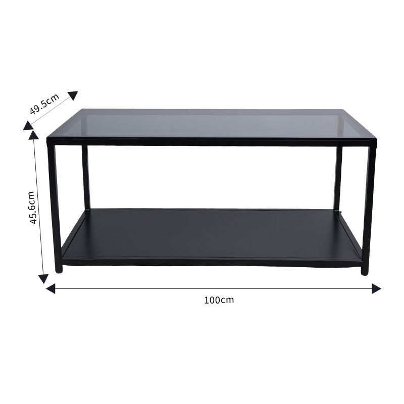 Mesa de té de vidrio templado doméstico moderna simple mesa de té negra sala de estar mesa de té rectangular mesa de té de oficina