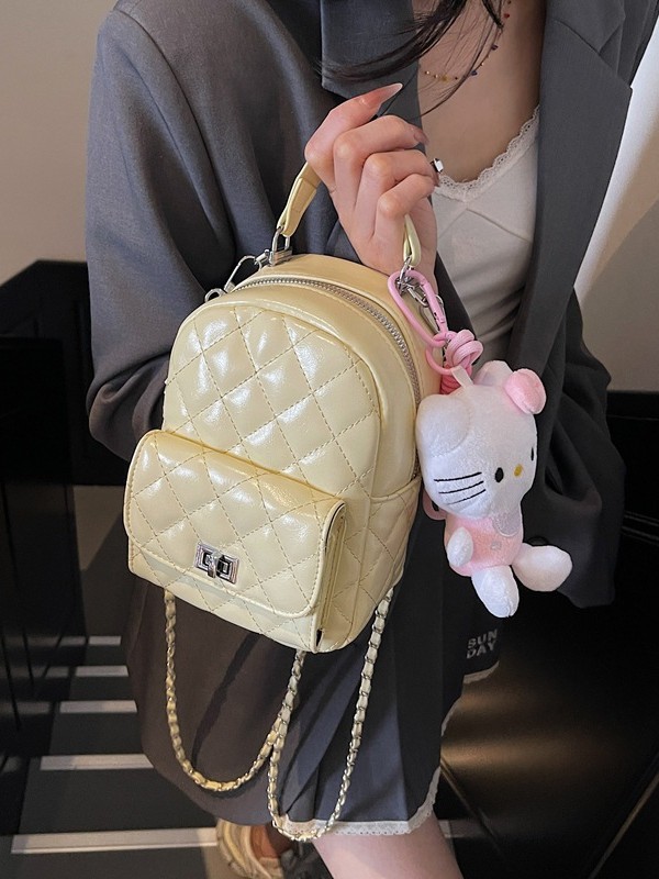 Bolsos para mujer 2025 nueva versión coreana de la mochila pequeña de la moda Lingge de alta gama de la fragancia pequeña bolsa de mensajero de cadena multiusos