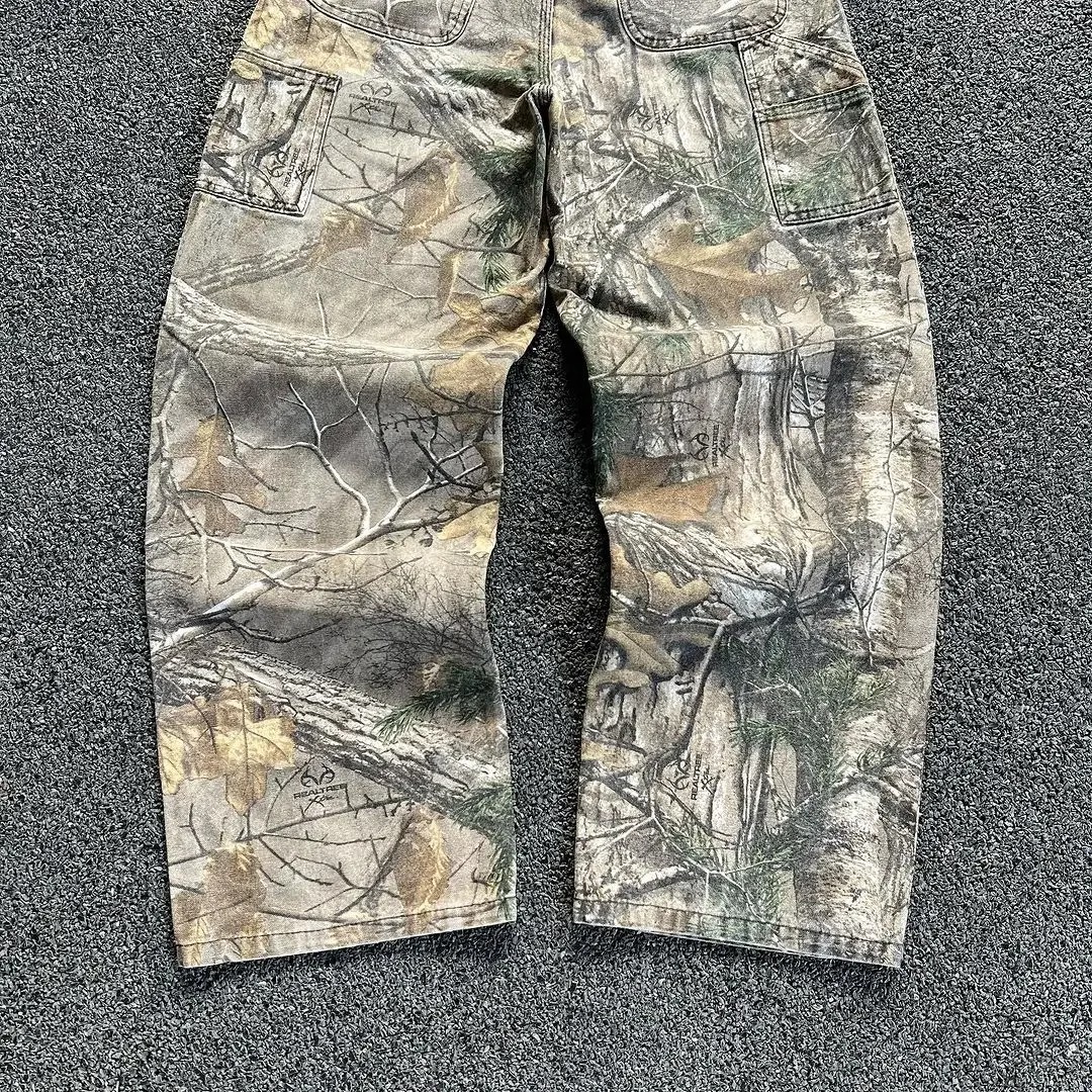 Loose Fit Type Tree, Cattle, Camouflage Pattern Men's Holiday Party Selfie Streetwear Tree Cattle Camouflage Full Length Jeans