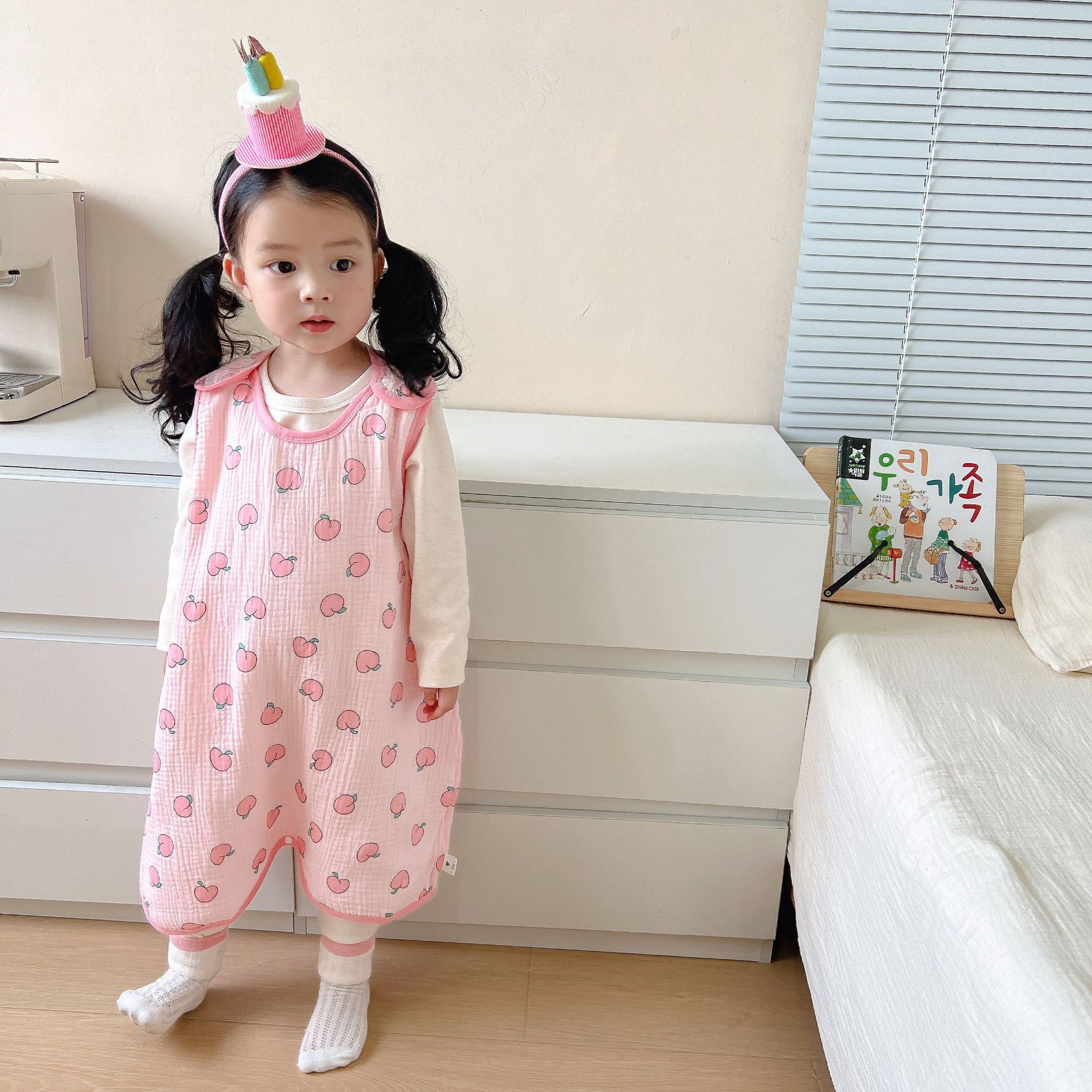ピンクピーチ(前6枚、後ろ4枚のベスト寝袋) / 80cm