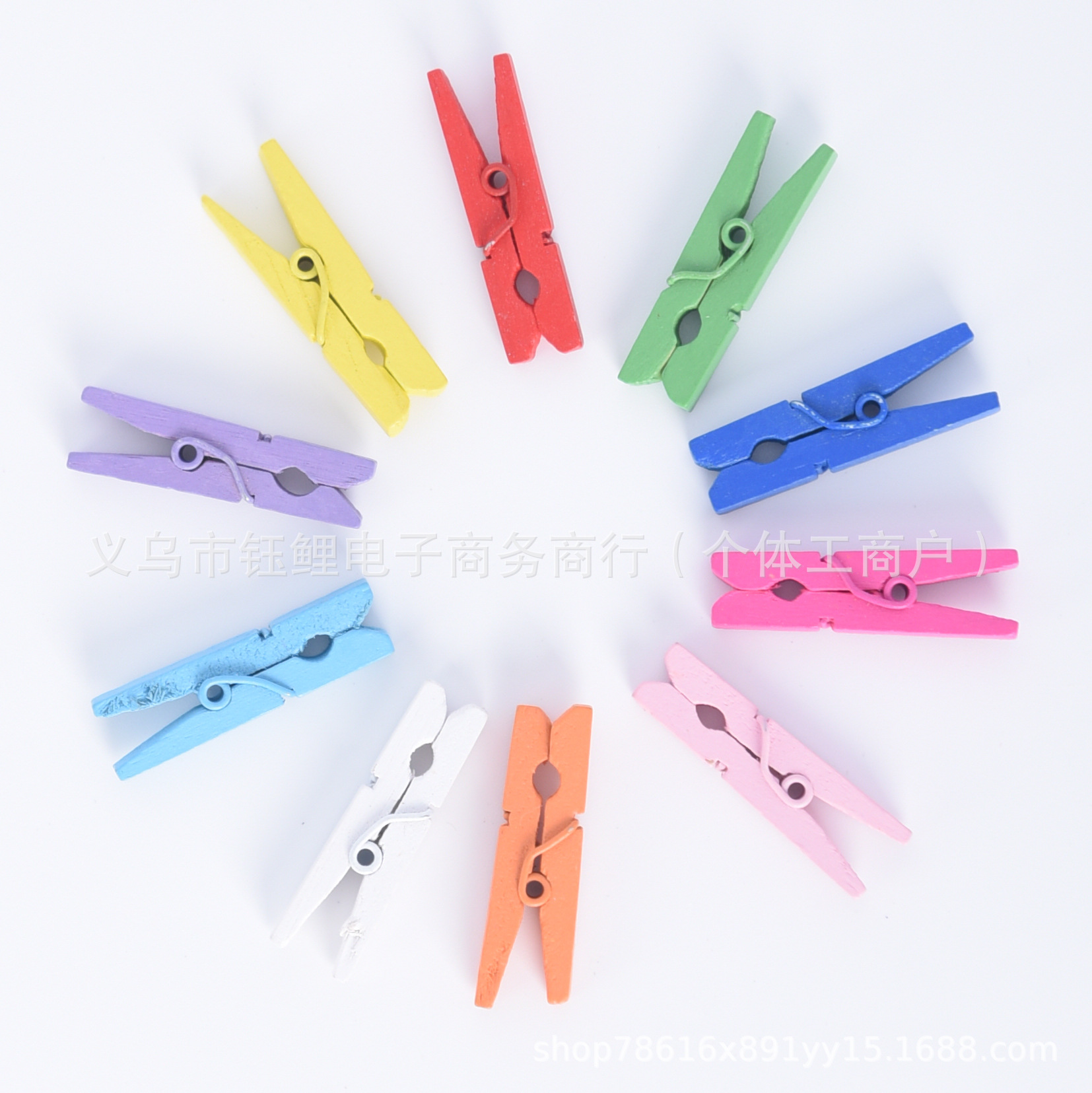 Photo Frame Wooden Colorful 2.5cm Wooden Clip Floral Wedding Valentine's Day Flower Shop Card Note Photo