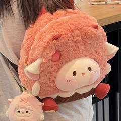ネットレッドinsかわいいアニメピンクの子羊桃のぬいぐるみのランドセル