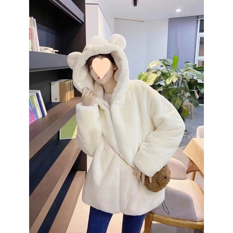 양고기 봉제 코트 귀여운 겨울면 후드 토끼 귀 봉제 벨벳 부드러운 여동생 모자 905